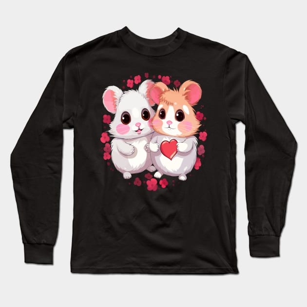 Hamster Couple Valentine Long Sleeve T-Shirt by JH Mart